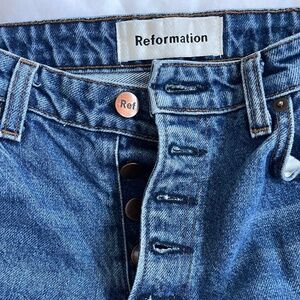 Reformation Mid Rise Button Fly Jeans 28 - Baltic
